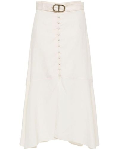 Twin Set Flared Belted Skirt - White