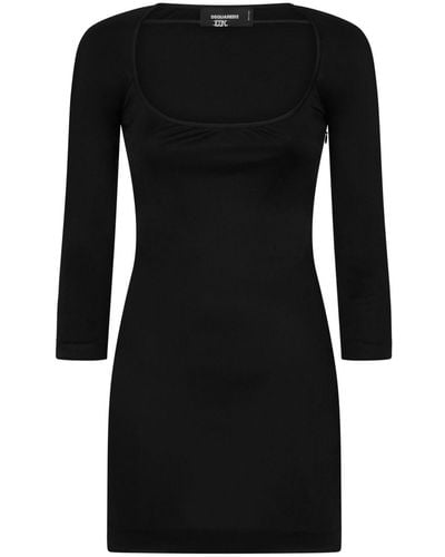 DSquared² Round-neck Stretch-design Minidress - Black