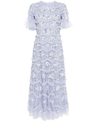 Needle & Thread Daisy Wave Floral-embroidered Gown - White