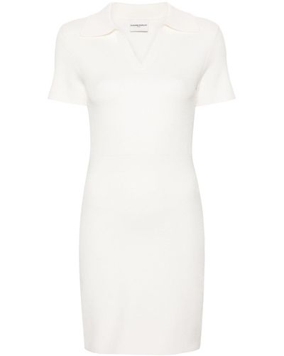 Claudie Pierlot Vestido corto de piqué con cuello de polo - Blanco