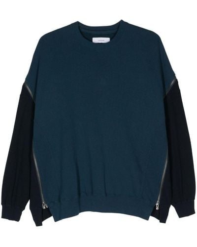 Facetasm Zip-detail Waffle-knit Sweatshirt - Blue