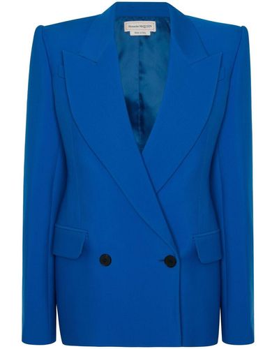 Alexander McQueen Double-breasted Tailored Blazer - Blue