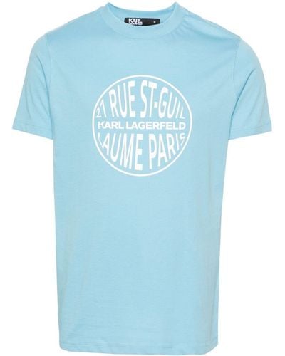 Karl Lagerfeld T-Shirt mit Logo-Streifen - Blau