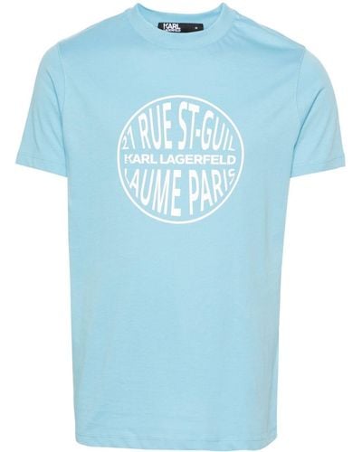 Karl Lagerfeld Logo-tape cotton T-shirt - Blau