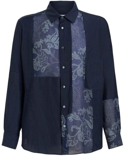 Etro Overhemd Met Bloemenprint - Blauw