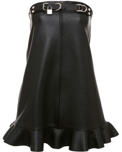 JW Anderson Padlock-embellished Ruffled Leather Minidress - Black