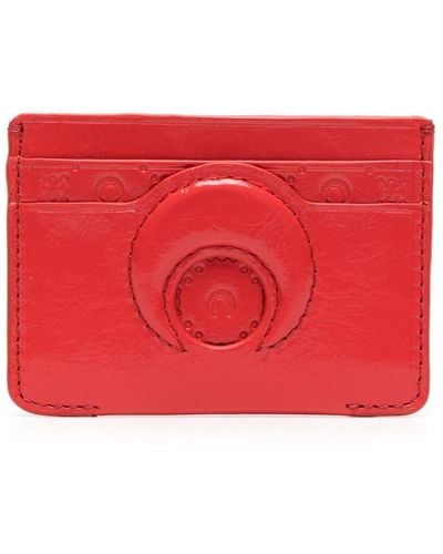 Marine Serre Moon-embossed Cardholder - Women's - Polyester/calf Leather - Red