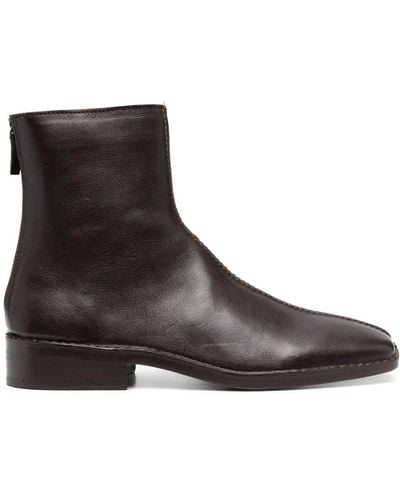 Lemaire Square-toe Leather Ankle Boots - Brown