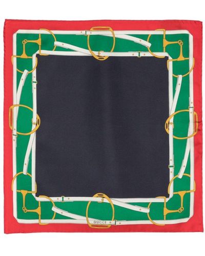 Gucci Horsebit-print Silk Pocket Square - Green