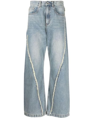FIVE CM Frayed-detail Straight-leg Jeans - Blue