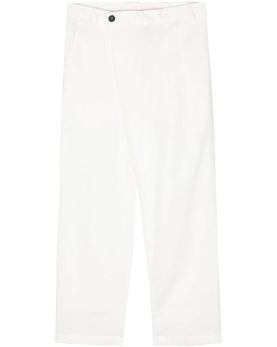Isabel Benenato Straight-leg Linen Pants - White