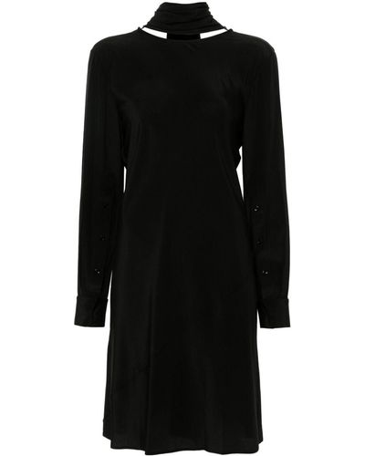 Helmut Lang V-neck Silk Mini Dress - Black