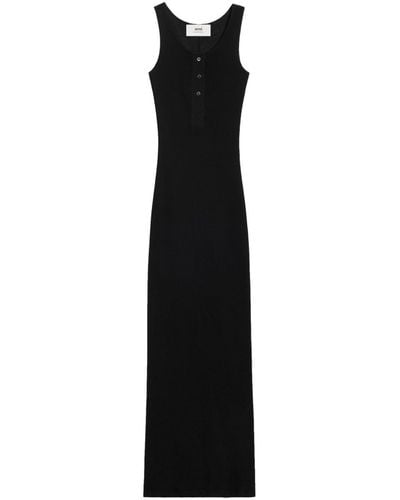 Ami Paris Mouwloze Maxi-jurk - Zwart