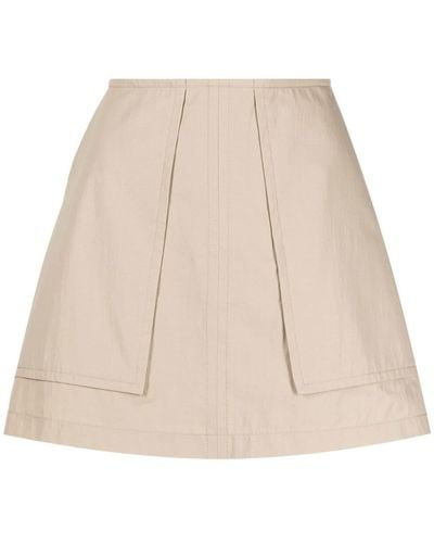 Pushbutton Two-pocket A-line Skirt - Natural
