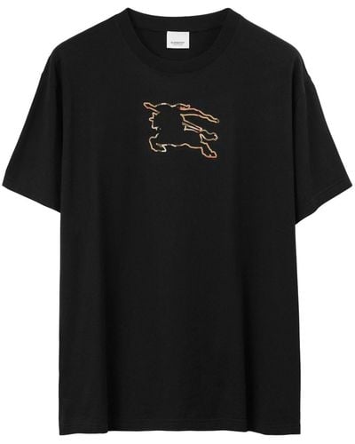 Burberry Equestrian Knightプリント Tシャツ - ブラック