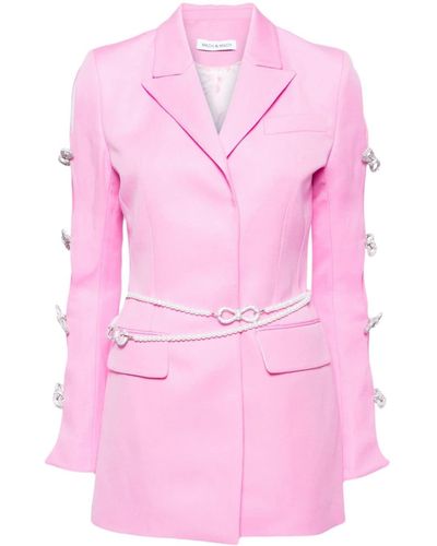 Mach & Mach Bow-embellished Wool Mini Dress - Pink