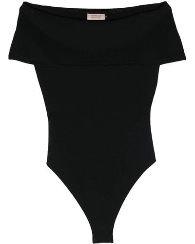 Murmur Ellipse Off-shoulder Bodysuit - Black