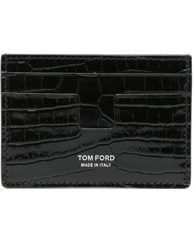 Tom Ford Kartenetui mit Kroko-Prägung - Schwarz
