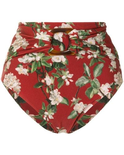 PATBO Floral Print High-rise Bikini Bottoms - Red