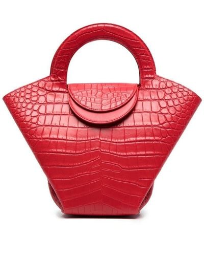 Bottega Veneta Bolso shopper con efecto de piel de cocodrilo en relieve - Rojo