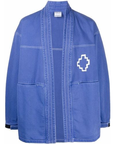 Marcelo Burlon Logo-print Cotton Jacket - Blue