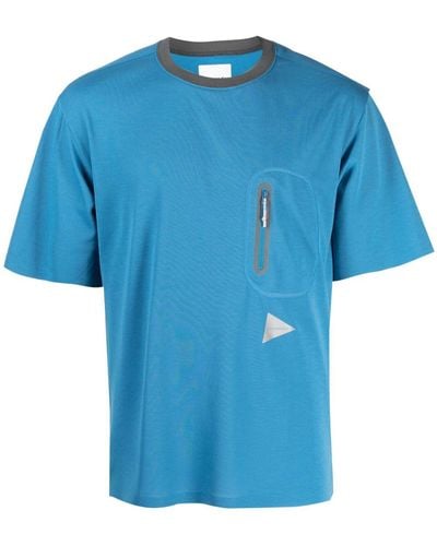 and wander T-shirt à logo imprimé - Bleu