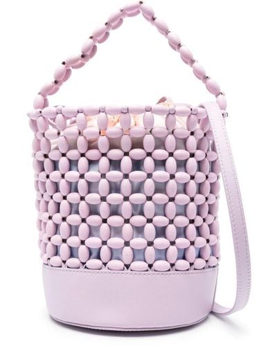 Maje Bead-embellished Bucket Bag - Pink