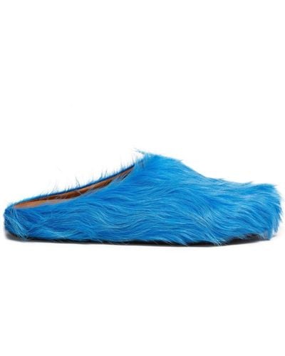 Marni Faux Fur Slippers - Blue