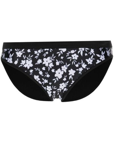 Duskii Floral-print Bikini Bottom - Black