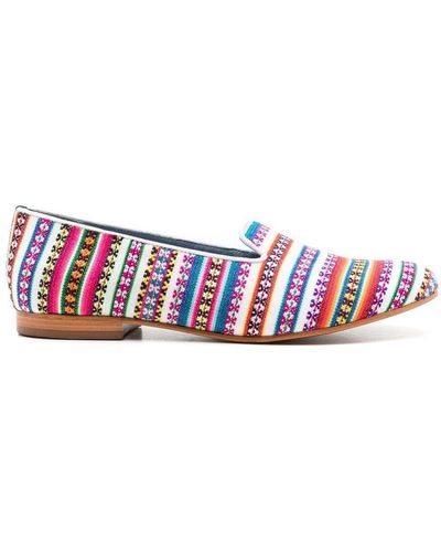 Blue Bird Shoes Geometric-print Loafers - White