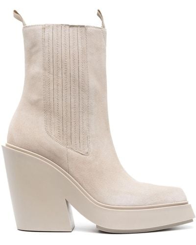 Vic Matié 120mm Pointed-toe Suede Boots - Natural