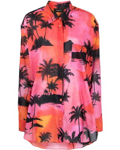 ANDAMANE Oversized Palm-tree Print Shirt - Pink