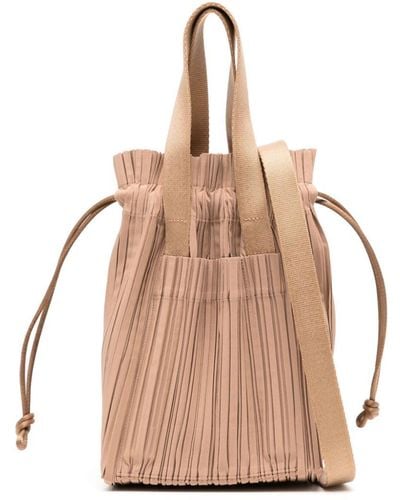 Pleats Please Issey Miyake Pleats Artificial Leather Tote Bag - Natural