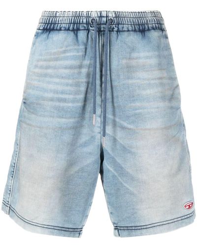 DIESEL Logo-patch Denim Shorts - Blue