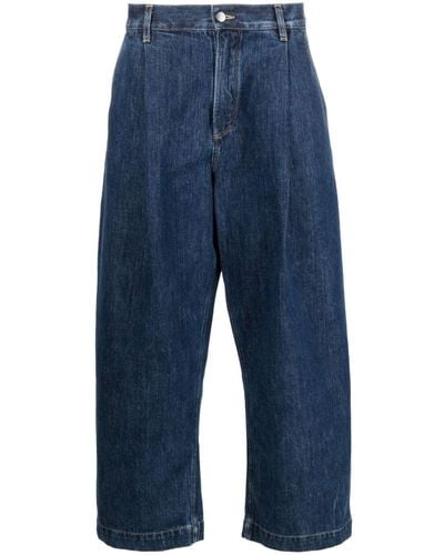 Studio Nicholson Jeans Push a gamba ampia con pieghe - Blu