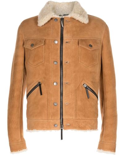 Giuseppe Zanotti Wildlederjacke mit Shearling-Kragen - Braun