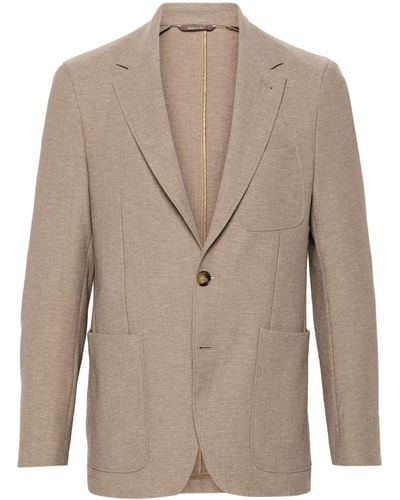 Canali Notched-lapels Single-breasted Blazer - Natural