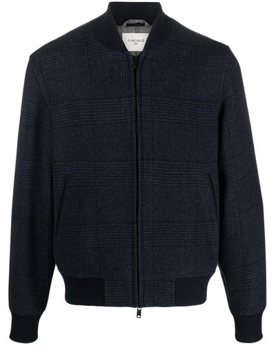 Circolo 1901 Check-pattern zipped bomber jacket - Azul