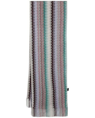 Missoni Metallic-threading Knitted Scarf - Grey