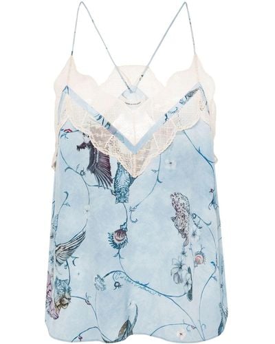 Zadig & Voltaire Christy Holly Silk Tank Top - Blue