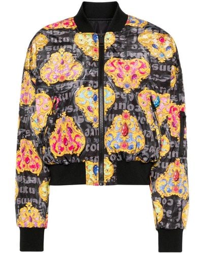 Versace Heart-couture-print Bomber Jacket - Black