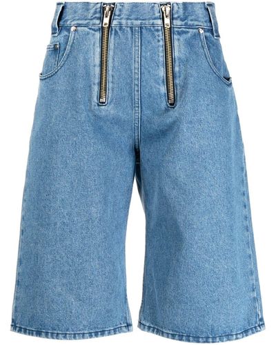 GmbH Short en jean à détails de zips - Bleu