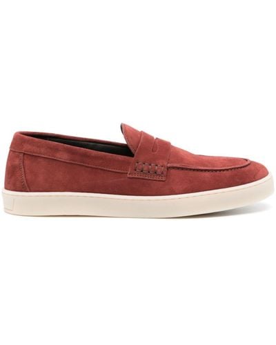 Canali Suede Slip-on Loafers - Red