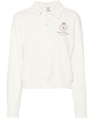 Sporty & Rich Crown Cotton Polo Shirt - White