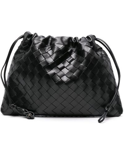 Bottega Veneta Medium Dustbag Leather Clutch Bag - Black