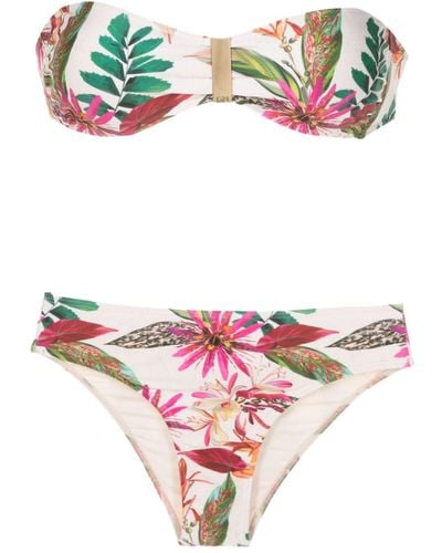 Lygia & Nanny Ester Bandeau-Bikini mit botanischem Print - Pink