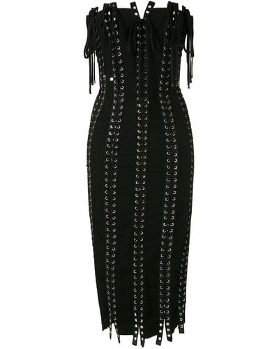 Dolce & Gabbana Eyelet-detail Strapless Midi Dress - Black