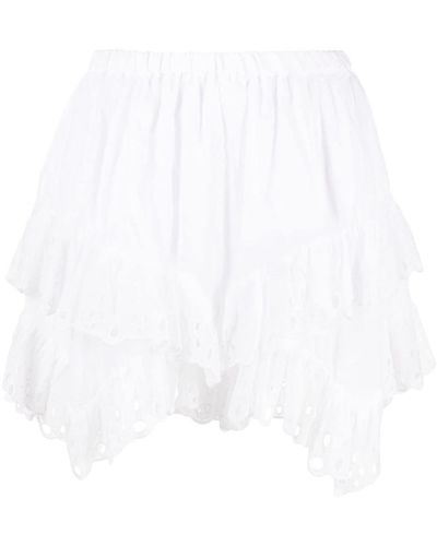 Isabel Marant Kaddy Ruffled Asymmetric Miniskirt - White