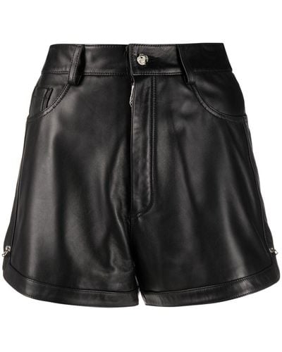 Philipp Plein Pin-embellished Leather Shorts - Black