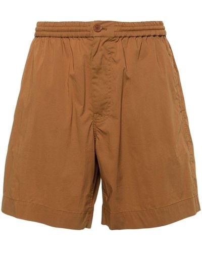 Aspesi Elasticated-waist Poplin Shorts - Brown
